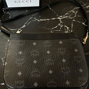 MCM Black and Gray Clutch Wristlet